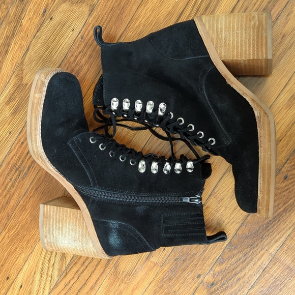 Free People x Jeffrey Campbell Lace-Up Block Booties - Picture 1 of 7